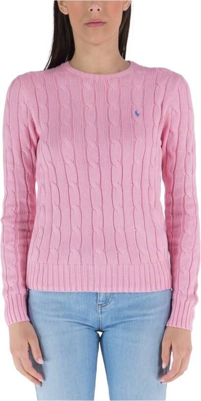 Ralph Lauren Roze Katoenen Gebreide Sweatshirt met Pony Motif Pink Dames