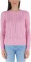 Polo Ralph Lauren Katoenen kabelgebreide trui met ronde hals Pink Dames - Thumbnail 2