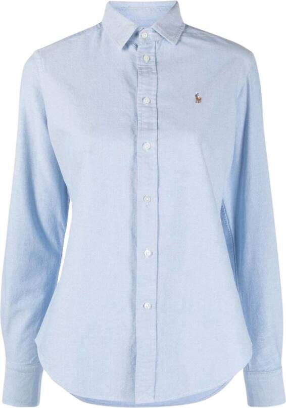 Ralph Lauren Klassieke Button Front Lange Mouw Overhemden Blue Dames