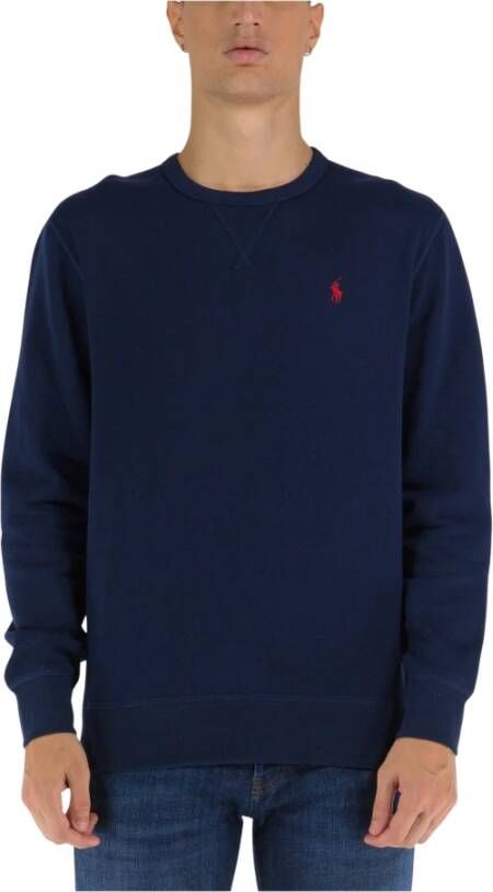 Polo Ralph Lauren Logo Borduurwerk Sweatshirt in Zacht Katoenblend Jersey Blue