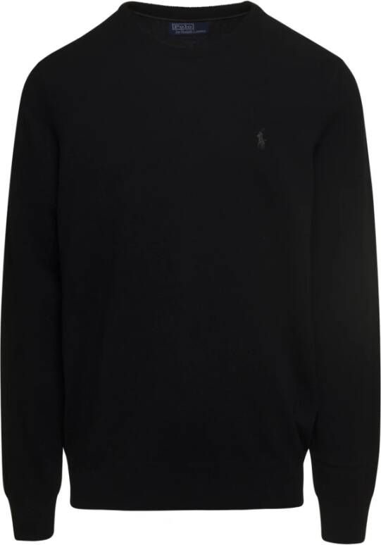 Polo Ralph Lauren Zwarte Wollen Trui Klassieke Stijl Black Heren