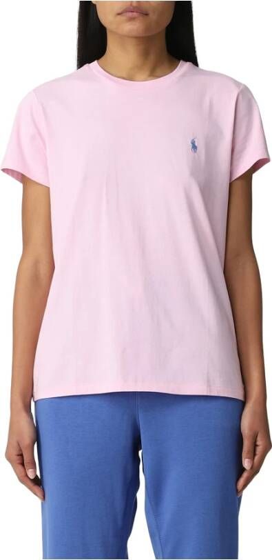 Ralph Lauren Roze Zand Jersey T-Shirt Upgrade Comfortabel en Stijlvol Pink Dames
