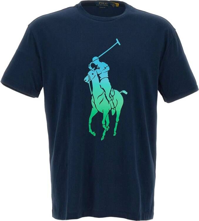 Ralph Lauren Navy Katoenen T-shirt Regular Fit Blue Heren