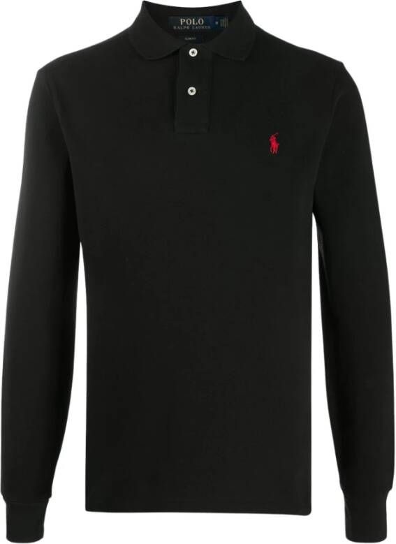 Polo Ralph Lauren Zwarte Katoenen Geborduurde Logo Polo Shirt Black Heren