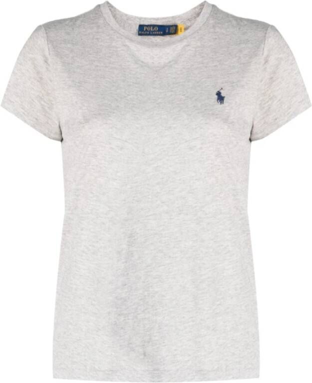 Polo Ralph Lauren Grijze Logo Geborduurde Katoenen T-shirt Gray Dames