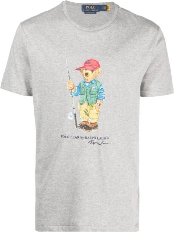 Polo Ralph Lauren Grijze Polo T-shirt voor Heren met Polo Bear Grafische Print Gray Heren