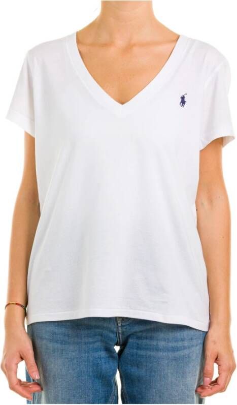Polo Ralph Lauren Iconisch Wit Katoenen T-shirt met Geborduurde Pony White Dames