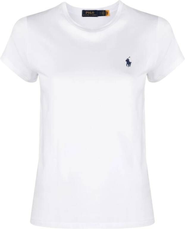 Polo Ralph Lauren Wit Katoenen T-shirt met Logo Borduurwerk White Dames - Foto 3