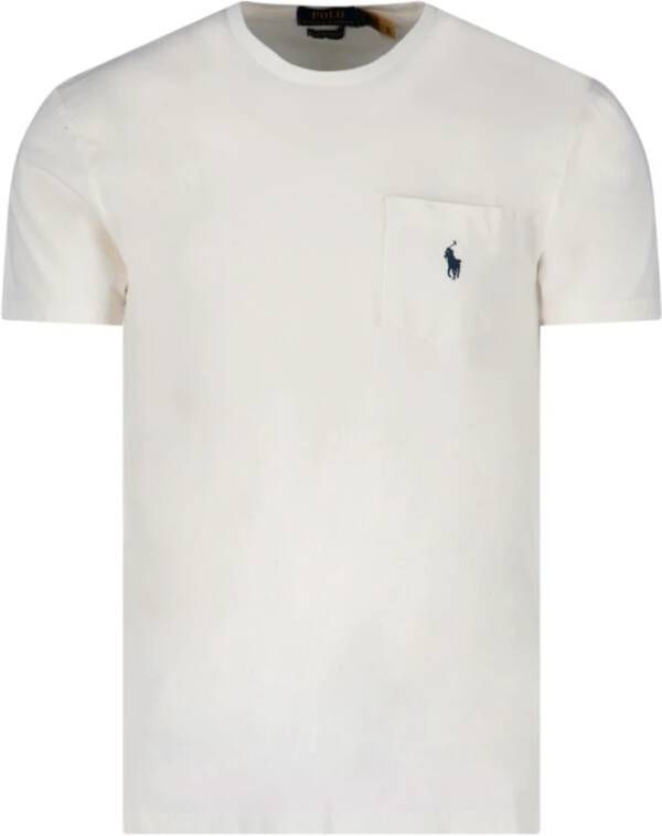 Polo Ralph Lauren Geborduurd Logo Ivoor Katoenen T-shirt White Heren