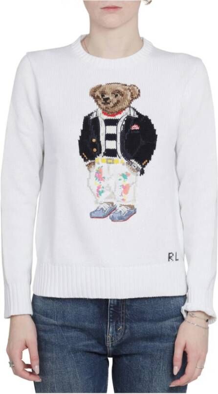 Polo Ralph Lauren Dames Med Bear Witte Gebreide Trui White Dames