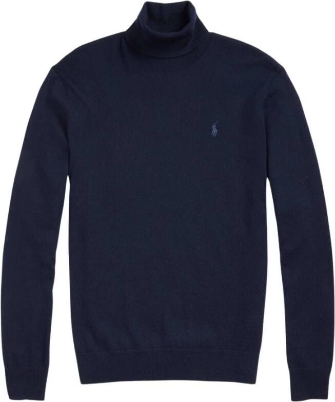 Ralph Lauren Blauwe wollen trui met hoge kraag en geborduurde pony Blue Heren - Foto 4