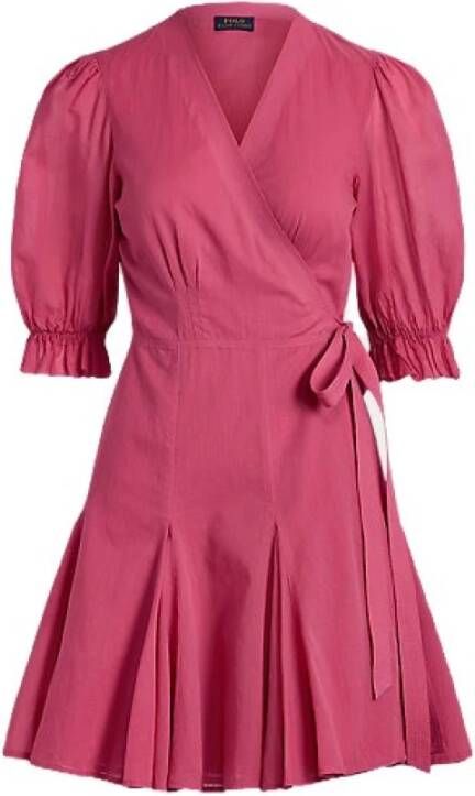 Polo Ralph Lauren Wikkel jurk met puff mouwen Roze Dames