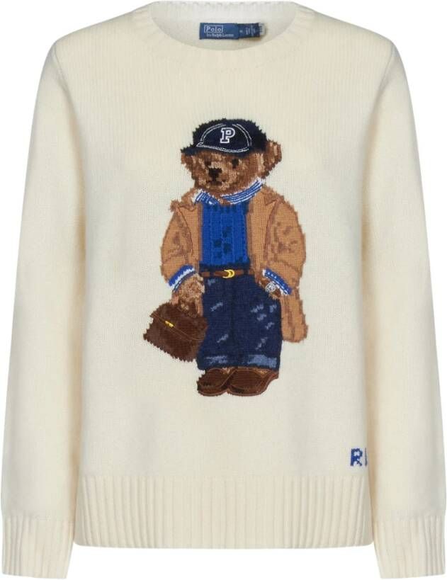 Polo Ralph Lauren Gebreide pullover van een mix van katoen en kasjmier met motiefstitching