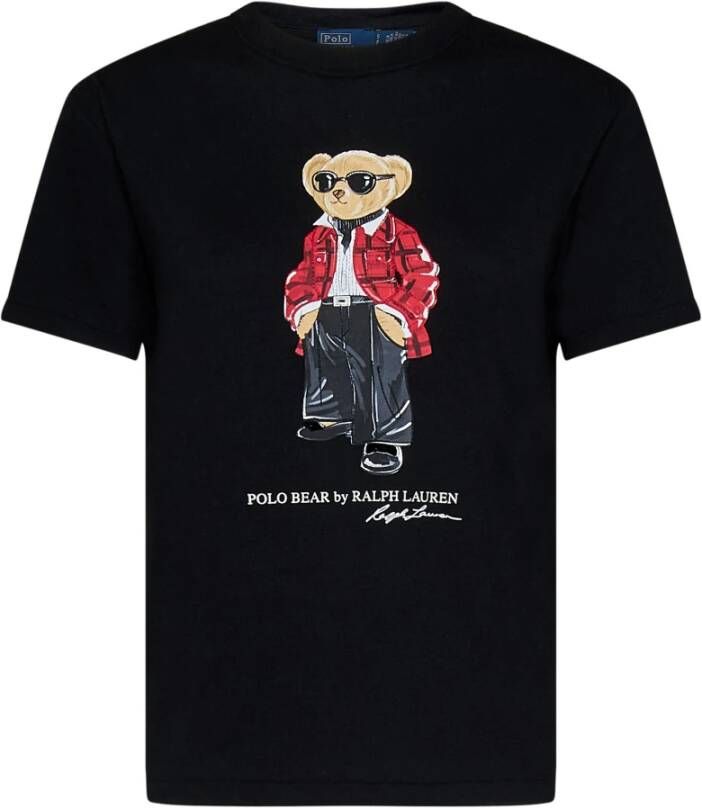 Polo Ralph Lauren Zwarte T-shirts en Polos met Bear Logo Black Dames