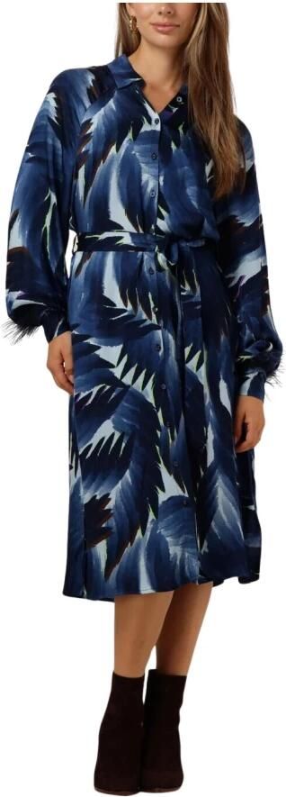 POM Amsterdam blousejurk met all over print donkerblauw blauw wit - Foto 3