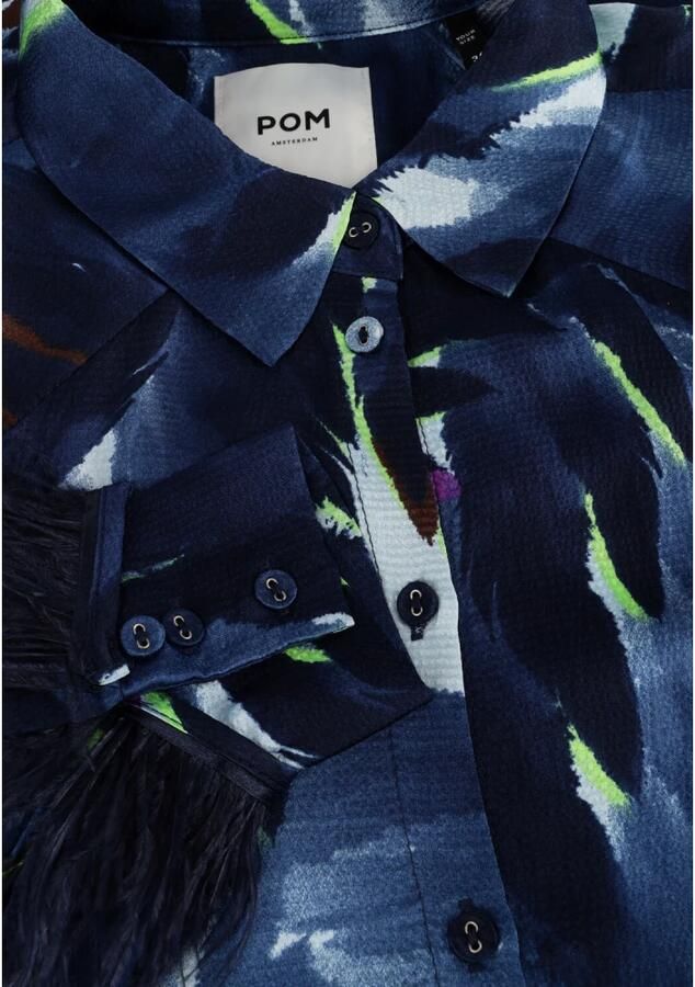 POM Amsterdam blousejurk met all over print donkerblauw blauw wit