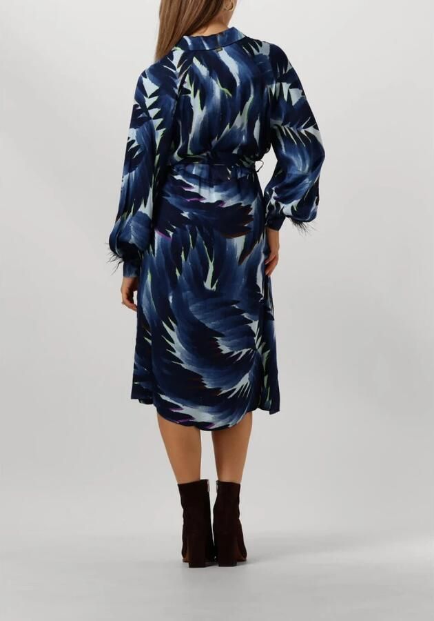 POM Amsterdam blousejurk met all over print donkerblauw blauw wit - Foto 2