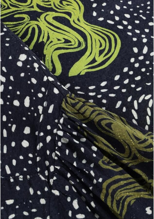 POM Amsterdam blousejurk met all over print en ceintuur donkerblauw - Foto 2