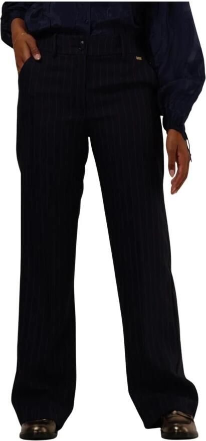 Pom Amsterdam Middernachtblauwe Gestreepte Elegante Broek Blue Dames - Foto 3