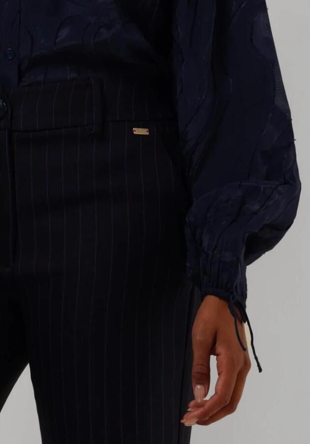 Pom Amsterdam Middernachtblauwe Gestreepte Elegante Broek Blue Dames