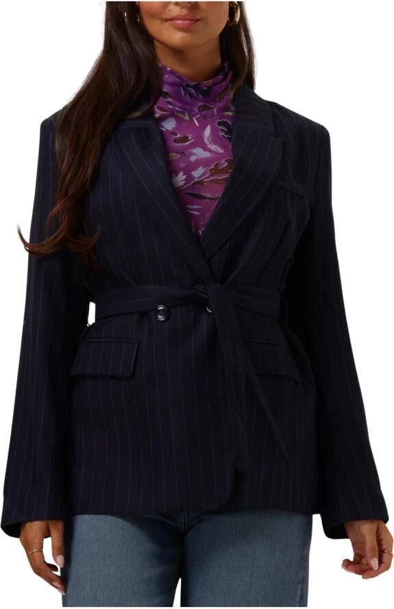 POM Amsterdam getailleerde blazer met krijtstreep donkerblauw roze - Foto 7