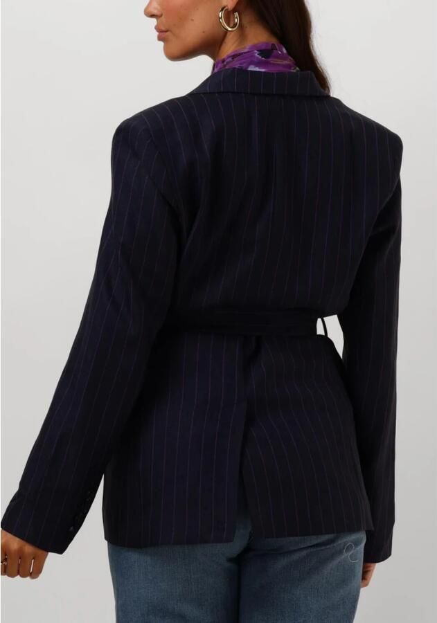 POM Amsterdam getailleerde blazer met krijtstreep donkerblauw roze - Foto 6