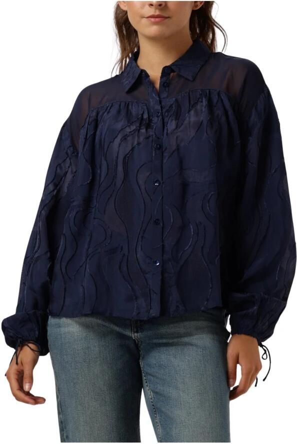 POM AMSTERDAM Dames Blouses Jaqcuard Midnight Blue Blauw - Foto 3