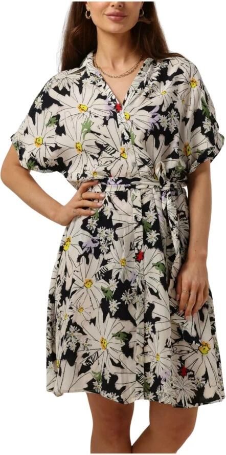 POM Amsterdam gebloemde A-lijn jurk Oopsy Daisy zwart wit geel - Foto 4