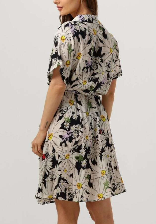 POM Amsterdam gebloemde A-lijn jurk Oopsy Daisy zwart wit geel - Foto 3