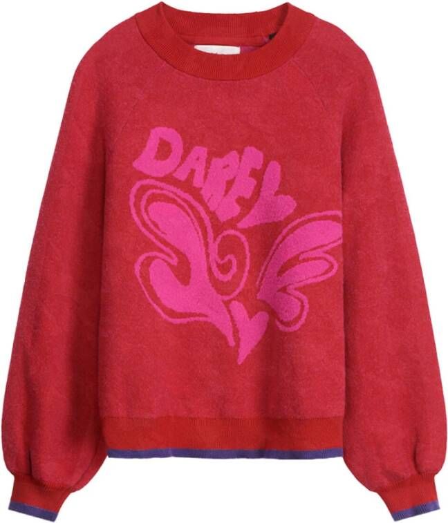 POM Amsterdam gebreide sweater met biologisch katoen rood roze