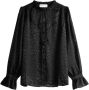 POM Amsterdam semi-transparante blouse met hartjes en ruches zwart - Thumbnail 1