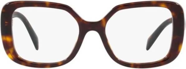 Prada Gebeeldhouwde vierkante montuurbril met iconisch logo Brown Dames