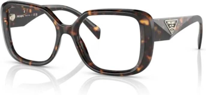 Prada Gebeeldhouwde vierkante montuurbril met iconisch logo Brown Dames