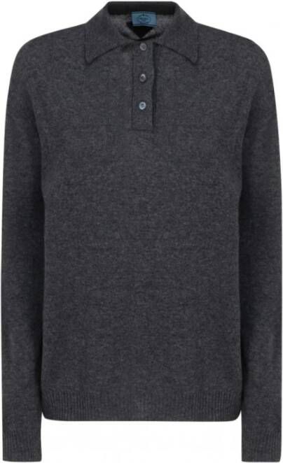 Prada Luxe Cashmere Polo Sweater Grijs Heren