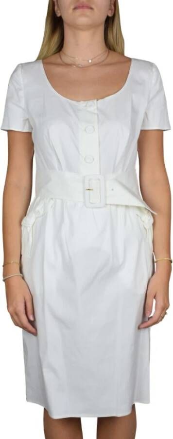 Prada Midi-jurk met golf- en knoopontwerp White Dames