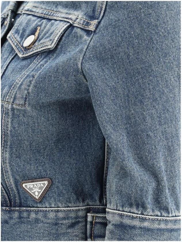 Prada Denim jack met klassieke kraag Blue Dames