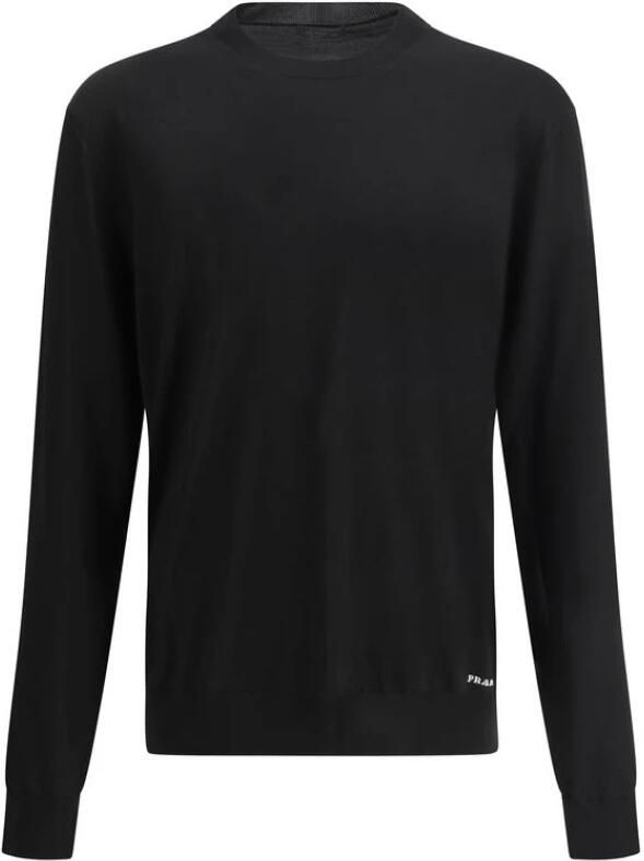 Prada Gerecyclede Zijden Pullover Minimalistisch Ontwerp Black Heren - Foto 2