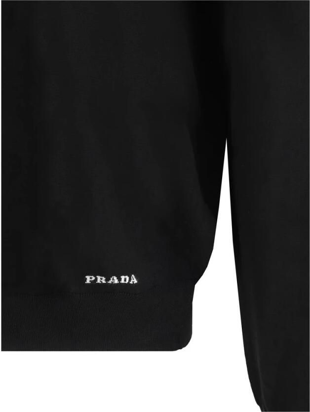 Prada Gerecyclede Zijden Pullover Minimalistisch Ontwerp Black Heren