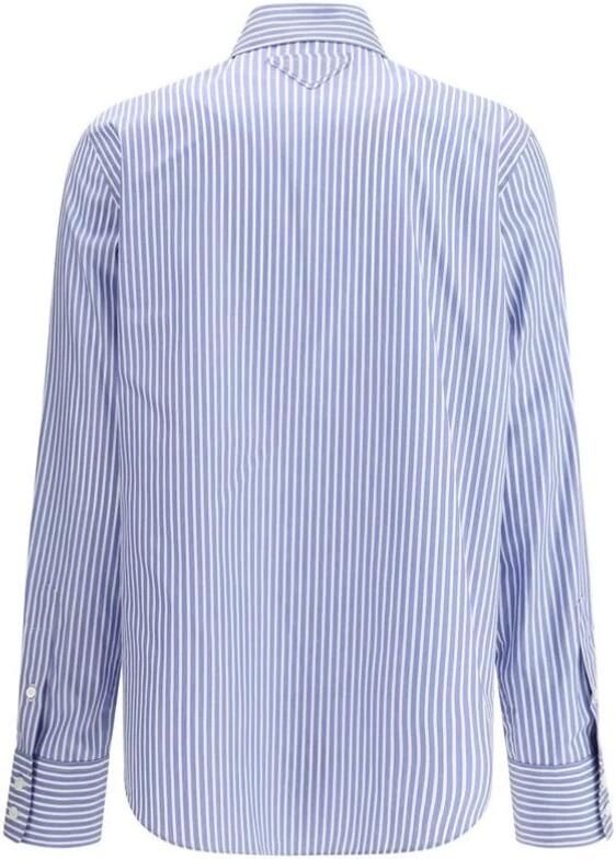 Prada Gestreept katoenen overhemd met juweeldetail Blue Dames - Foto 2