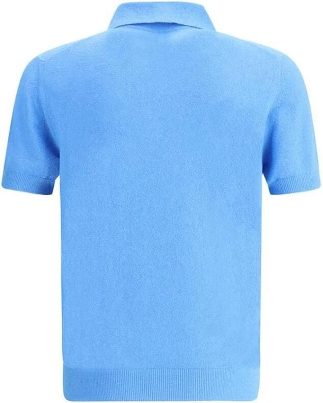 Prada Klassieke Gebreide Poloshirt Korte Mouwen Blue Heren - Foto 2