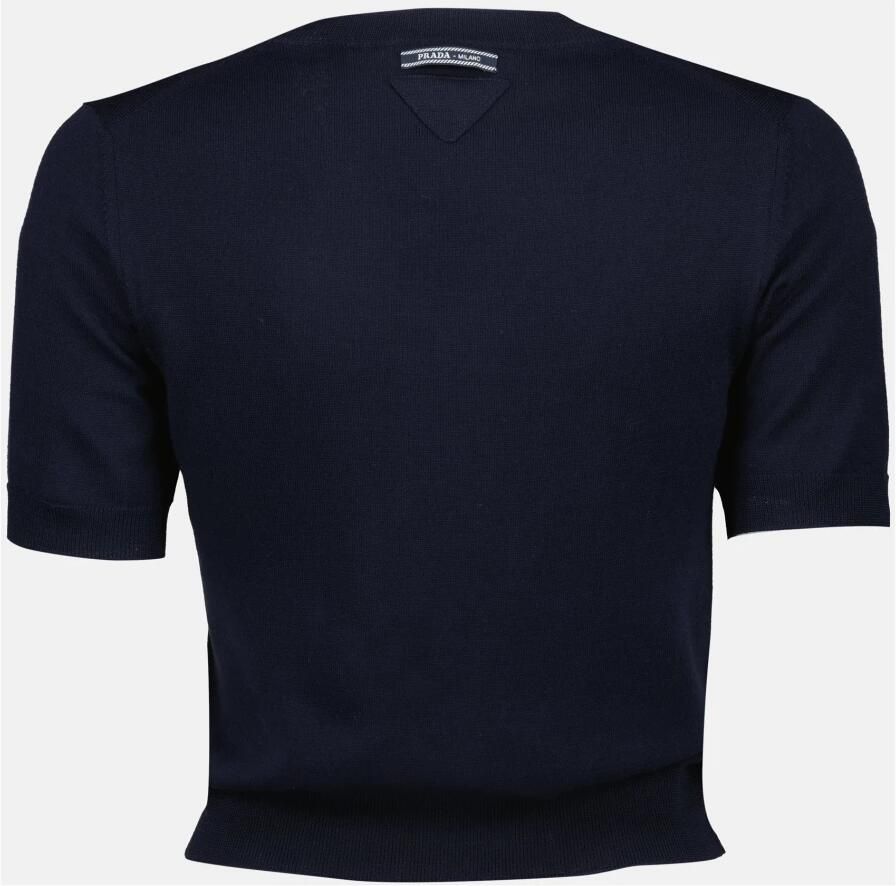 Prada Kortemouw wollen trui marineblauw Blue Dames - Foto 3