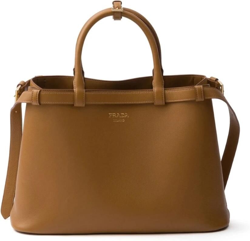 Prada Leren gesp handvat tas Vrouwen Brown Dames - Foto 7