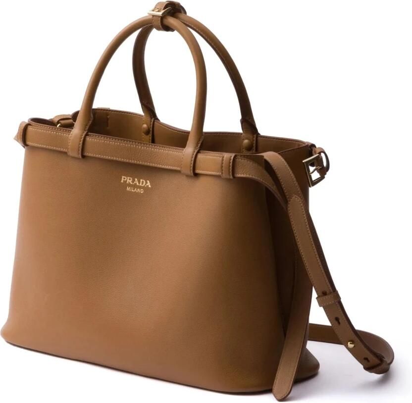 Prada Leren gesp handvat tas Vrouwen Brown Dames - Foto 4