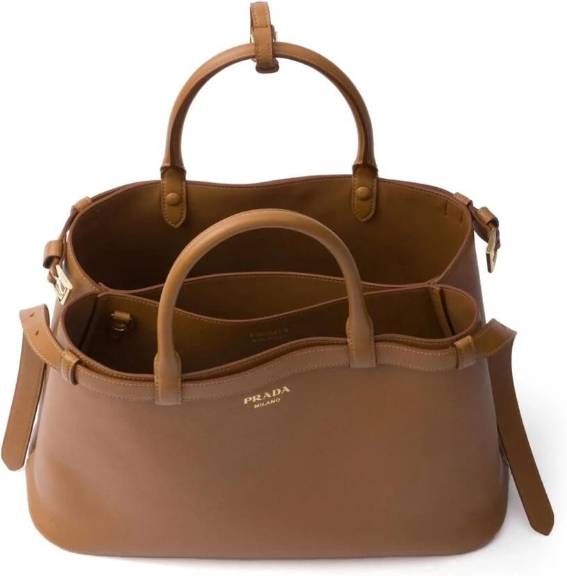 Prada Leren gesp handvat tas Vrouwen Brown Dames - Foto 6
