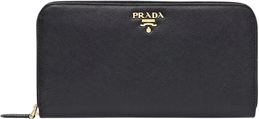 Prada Leren ritsportemonnee voor dames Black Dames