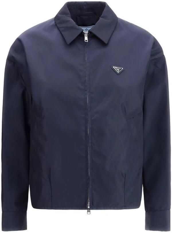 Prada Nylon Gabardine Jas Blue Dames