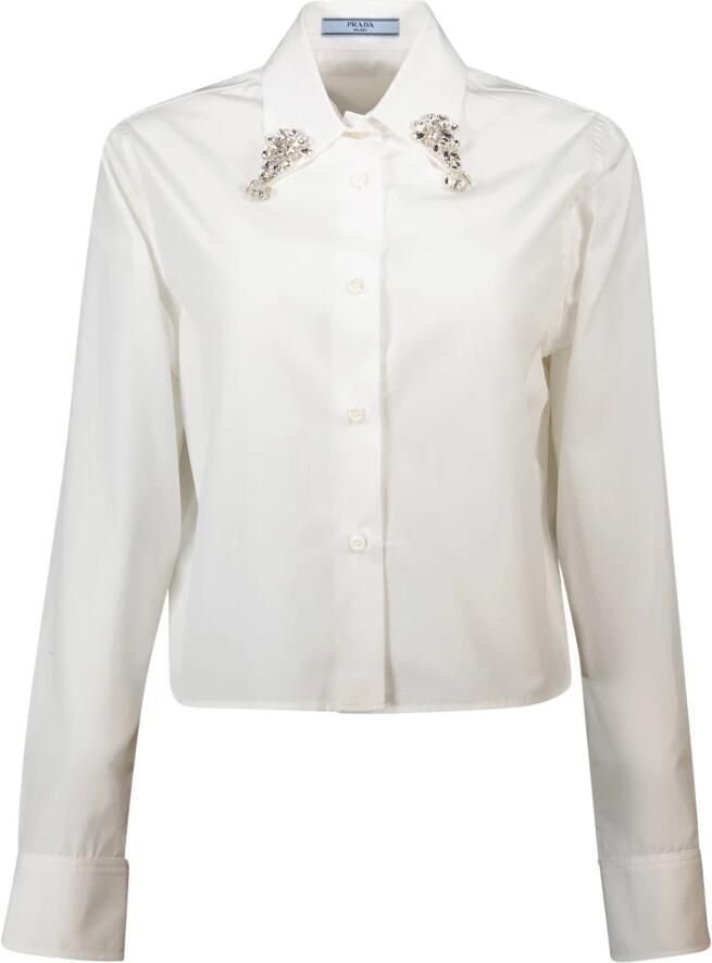 Prada Witte Geborduurde Overhemd Lente-Zomer 2025 White Dames - Foto 3