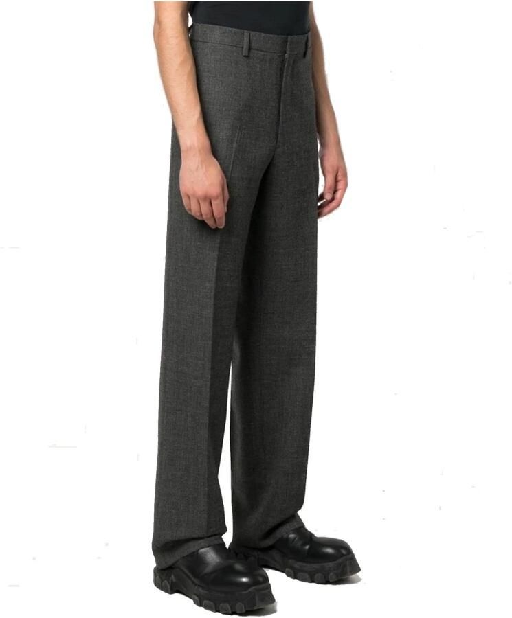 Prada Geruite wollen broek met sluiting Gray Heren