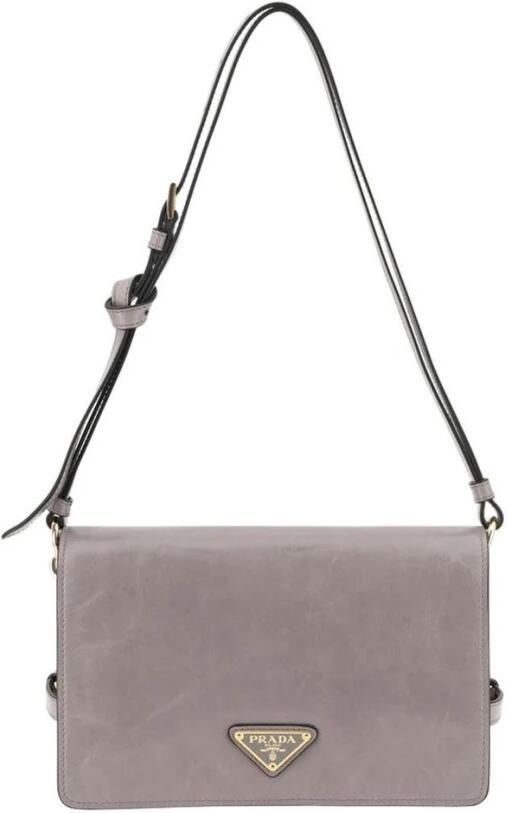 Prada Schoudertas Leren schoudertas met verstelbare riem en dubbele binnenvakken - Foto 4