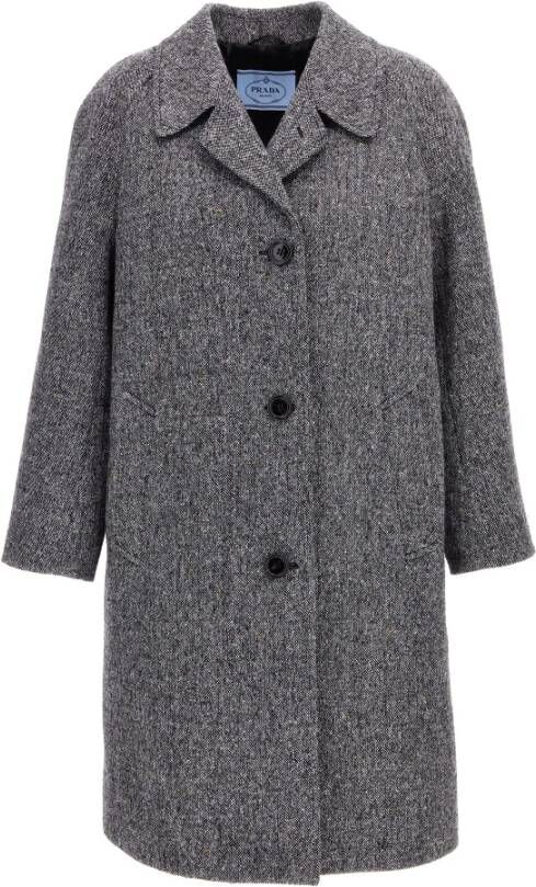 Prada Single-Breasted Coats Grijs Dames
